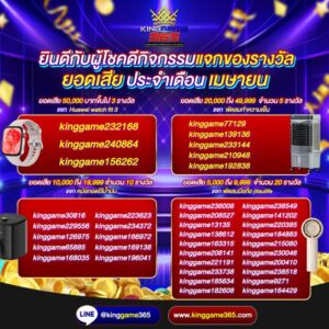 รายชื่อผู้โชคดีเดือนเมษายน